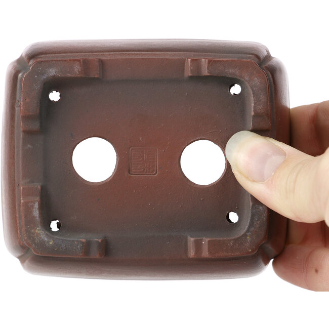 Pot à bonsaï rectangulaire non émaillé par Bigei - 100 x 80 x 25 mm