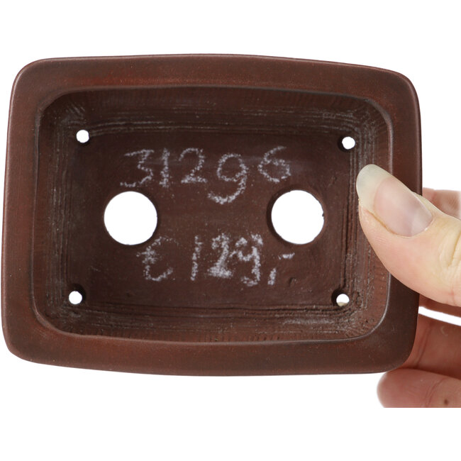 Rechteckige unglasierte Bonsaischale von Bigei - 100 x 80 x 40 mm