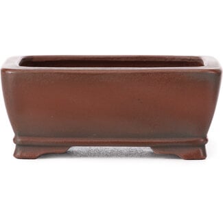 Bigei - Hirata Atsumi 100 mm rectangular unglazed bonsai pot by Bigei, Tokoname, Japan