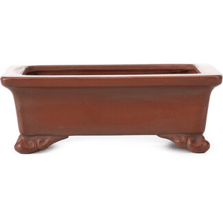 Bigei - Hirata Atsumi 120 mm rectangular unglazed bonsai pot by Bigei, Tokoname, Japan