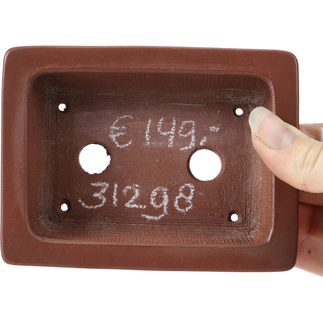 Rechteckige unglasierte Bonsaischale von Bigei - 120 x 90 x 40 mm