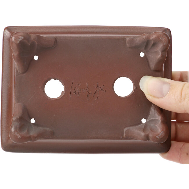 Maceta de bonsái rectangular sin esmaltar de Bigei - 120 x 90 x 40 mm