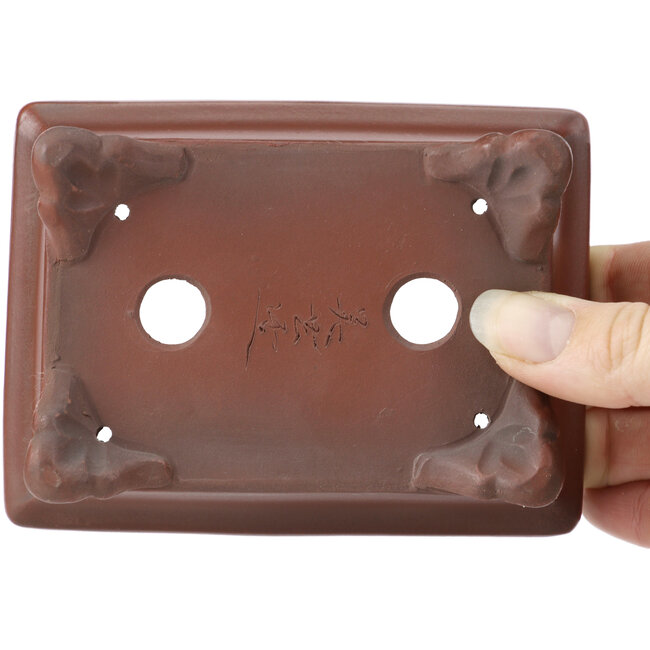 Rectangular unglazed bonsai pot by Bigei - 120 x 90 x 40 mm