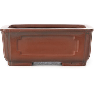 Bigei - Hirata Atsumi 130 mm rectangular unglazed bonsai pot by Bigei, Tokoname, Japan