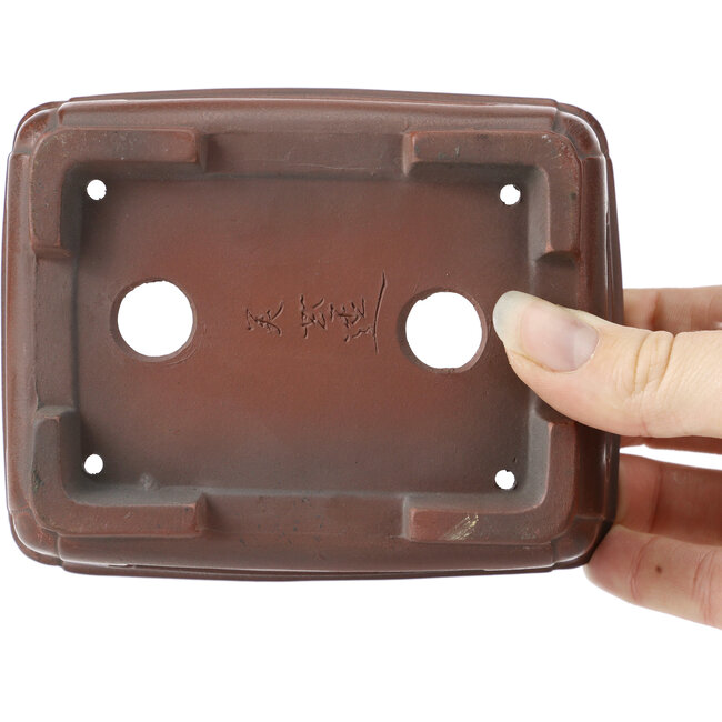 Maceta de bonsái rectangular sin esmaltar de Bigei - 130 x 100 x 50 mm