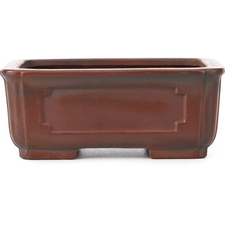 Bigei - Hirata Atsumi 130 mm rectangular unglazed bonsai pot by Bigei, Tokoname, Japan