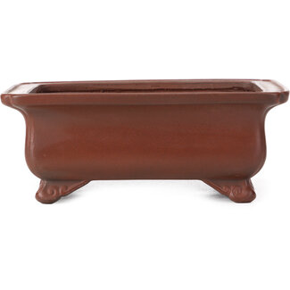 Bigei - Hirata Atsumi 145 mm rectangular unglazed bonsai pot by Bigei, Tokoname, Japan