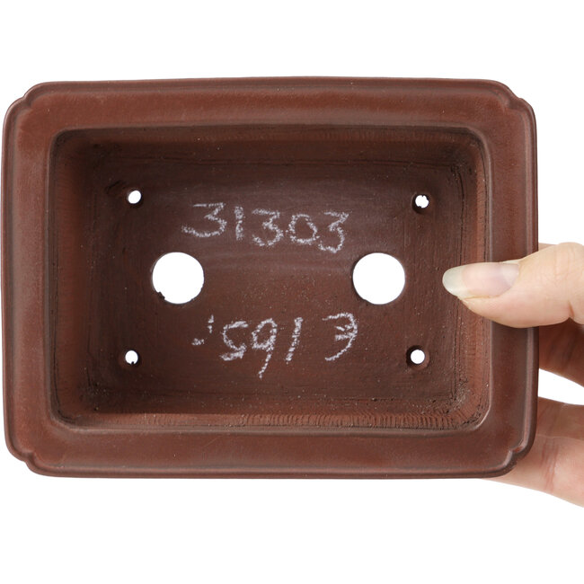 Maceta de bonsái rectangular sin esmaltar de Bigei - 145 x 110 x 55 mm