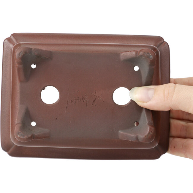 Pot à bonsaï rectangulaire non émaillé par Bigei - 145 x 110 x 55 mm