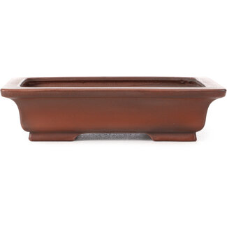 Bigei - Hirata Atsumi 155 mm rectangular unglazed bonsai pot by Bigei, Tokoname, Japan