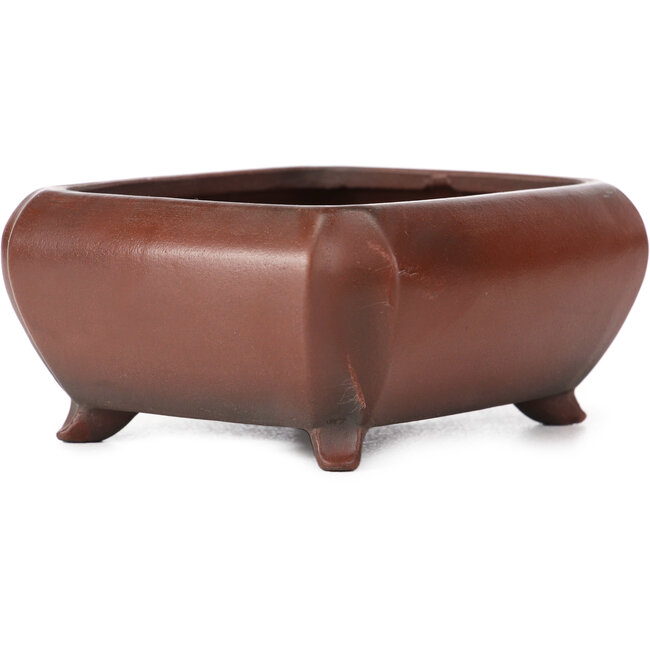 Rechteckige unglasierte Bonsaischale von Bigei - 120 x 105 x 50 mm