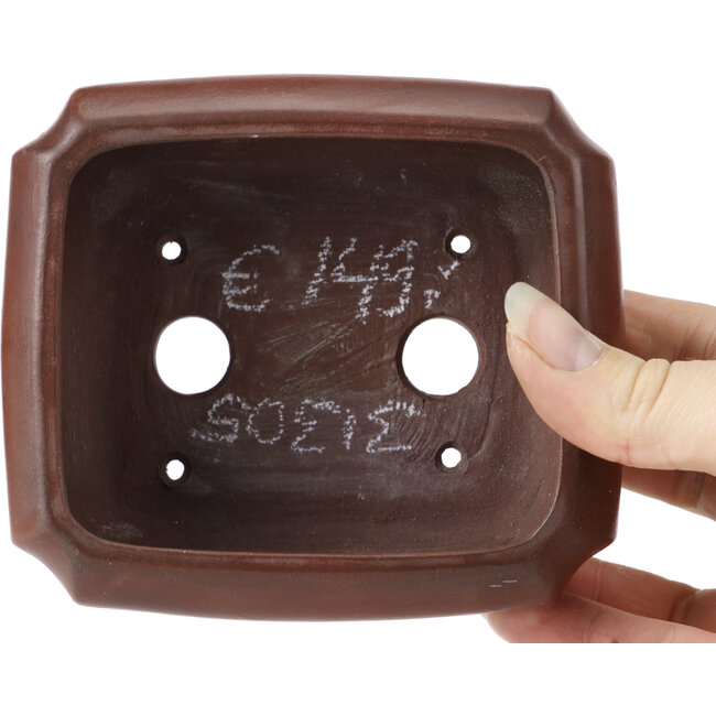 Rectangular unglazed bonsai pot by Bigei - 120 x 105 x 50 mm