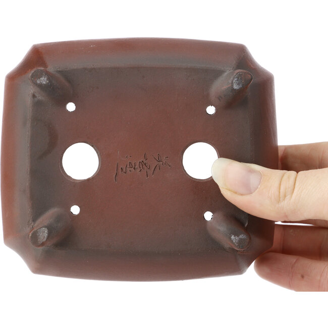 Rechteckige unglasierte Bonsaischale von Bigei - 120 x 105 x 50 mm