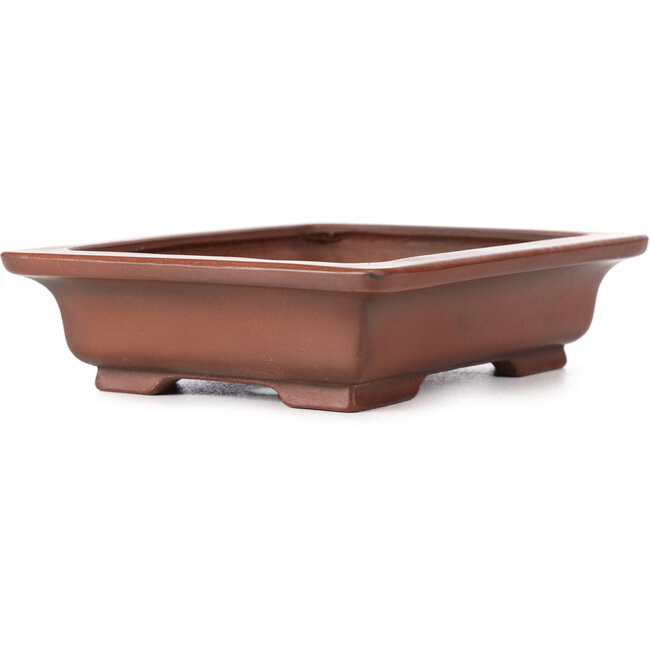 Rectangular unglazed bonsai pot by Bigei - 155 x 125 x 40 mm