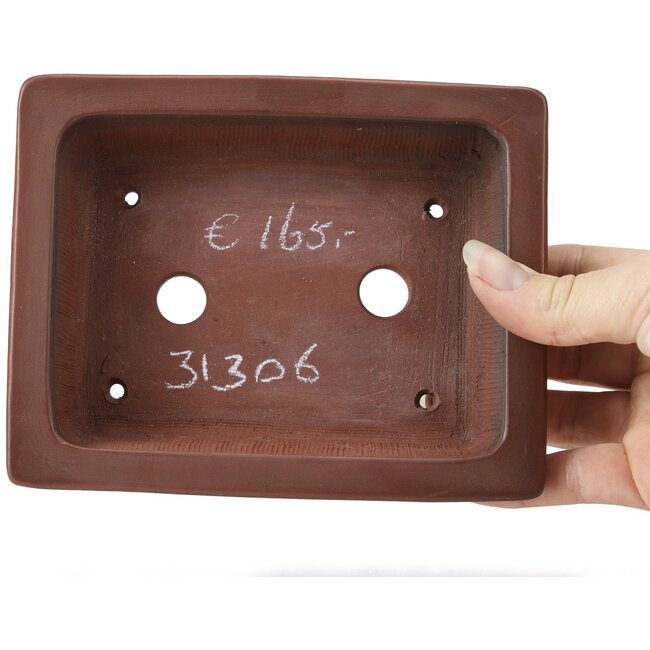 Rectangular unglazed bonsai pot by Bigei - 155 x 125 x 40 mm