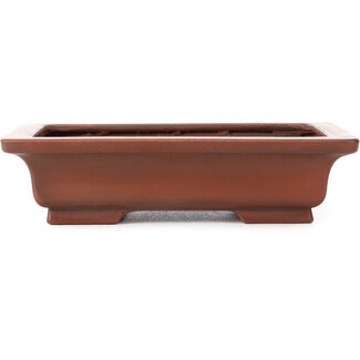 Bigei - Hirata Atsumi 155 mm rectangular unglazed bonsai pot by Bigei, Tokoname, Japan