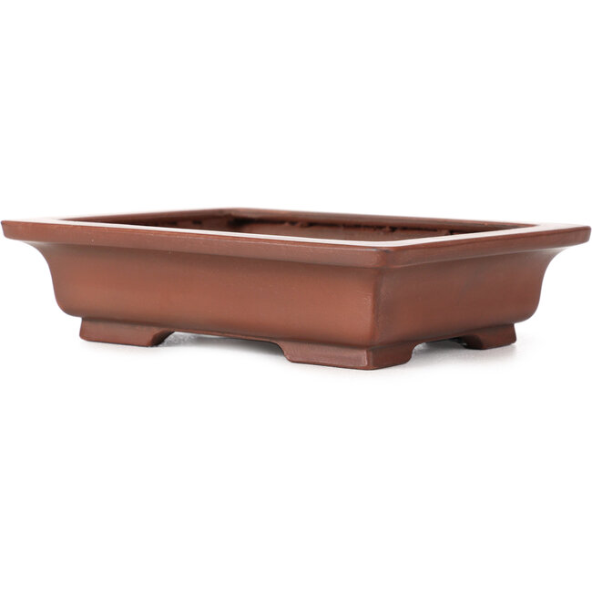 Maceta de bonsái rectangular sin esmaltar de Bigei - 155 x 125 x 40 mm