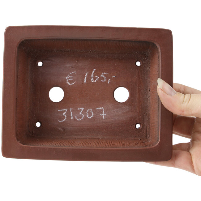 Rechthoekige ongeglazuurde bonsaipot van Bigei - 155 x 125 x 40 mm