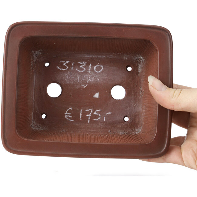 Rectangular unglazed bonsai pot by Bigei - 160 x 125 x 55 mm