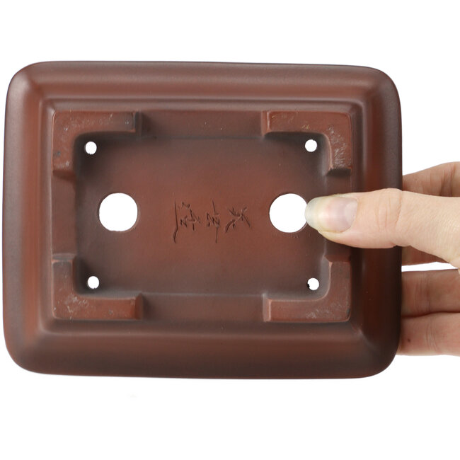 Maceta de bonsái rectangular sin esmaltar de Bigei - 160 x 125 x 55 mm