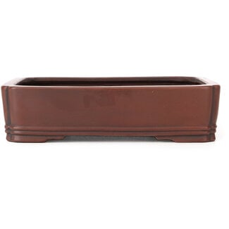 Bigei - Hirata Atsumi 185 mm rectangular unglazed bonsai pot by Bigei, Tokoname, Japan