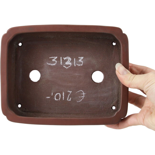 Rectangular unglazed bonsai pot by Bigei - 185 x 145 x 45 mm
