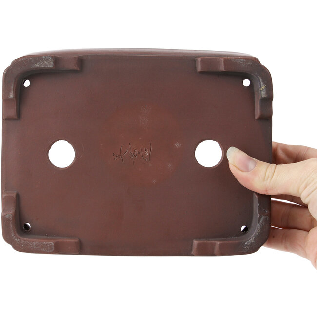 Pot à bonsaï rectangulaire non émaillé par Bigei - 185 x 145 x 45 mm