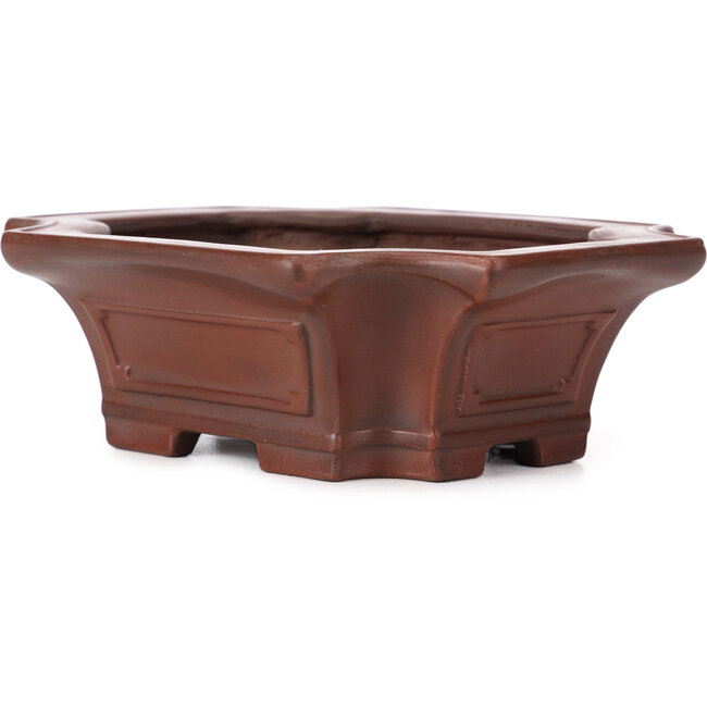 Rechthoekige ongeglazuurde bonsaipot van Bigei - 160 x 130 x 50 mm