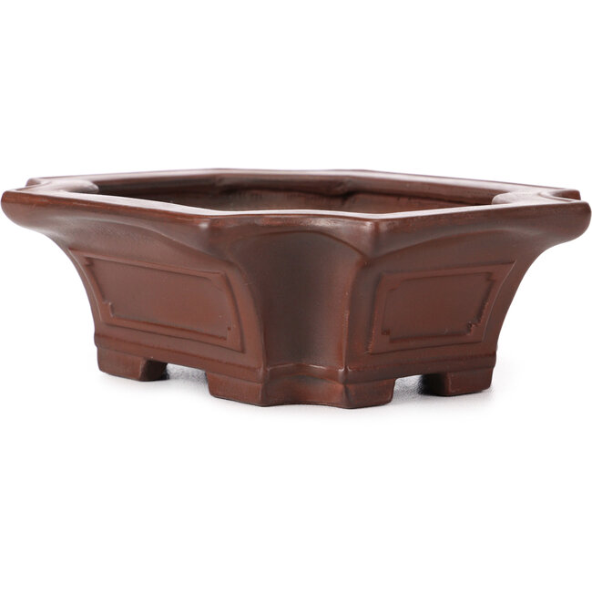 Maceta de bonsái rectangular sin esmaltar de Bigei - 160 x 130 x 50 mm