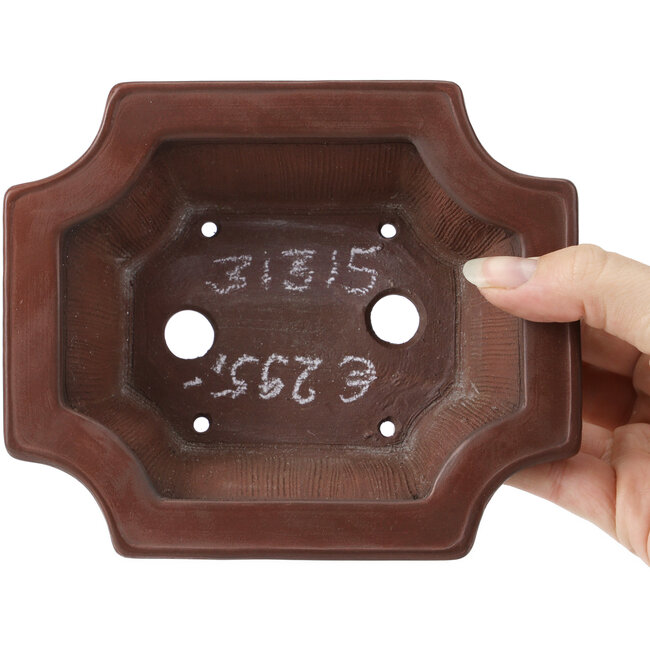 Maceta de bonsái rectangular sin esmaltar de Bigei - 160 x 130 x 50 mm