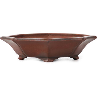 Bigei - Hirata Atsumi 125 mm octagonal unglazed bonsai pot by Bigei, Tokoname, Japan