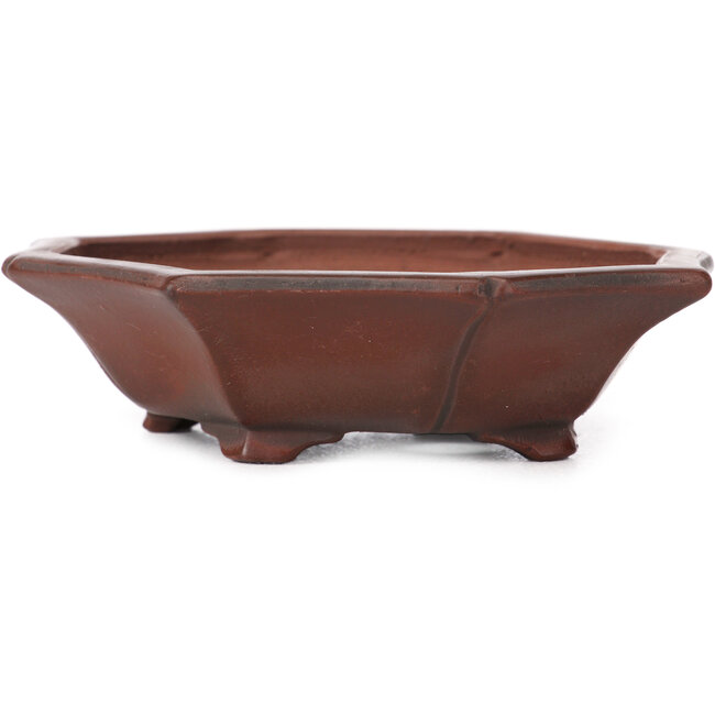 Octagonal unglazed bonsai pot by Bigei - 125 x 110 x 30 mm