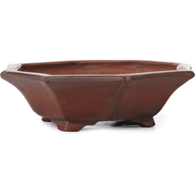 Octagonal unglazed bonsai pot by Bigei - 125 x 110 x 30 mm