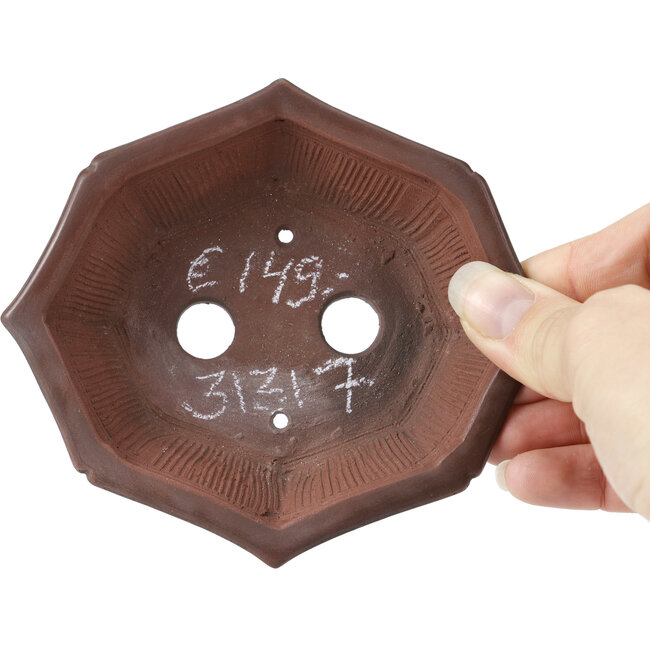 Maceta de bonsái octogonal sin esmaltar de Bigei - 125 x 110 x 30 mm