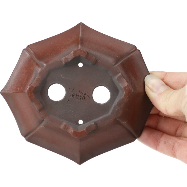 Pot à bonsaï octogonal non émaillé par Bigei - 125 x 110 x 30 mm