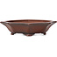 Achthoekige ongeglazuurde bonsaipot van Bigei - 125 x 110 x 30 mm
