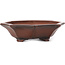Achthoekige ongeglazuurde bonsaipot van Bigei - 125 x 110 x 30 mm