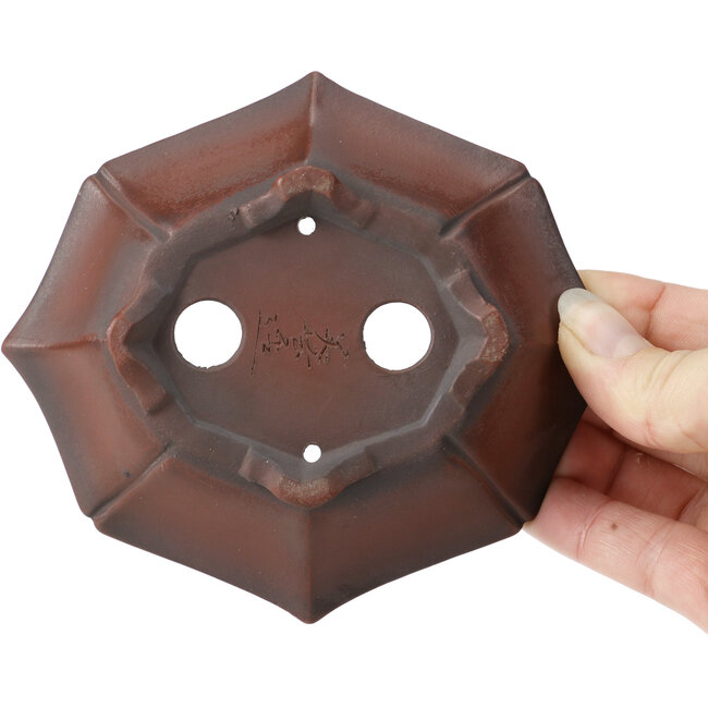 Pot à bonsaï octogonal non émaillé par Bigei - 125 x 110 x 30 mm