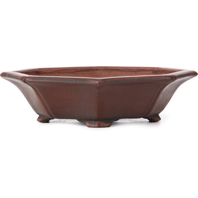 Octagonal unglazed bonsai pot by Bigei - 140 x 125 x 30 mm