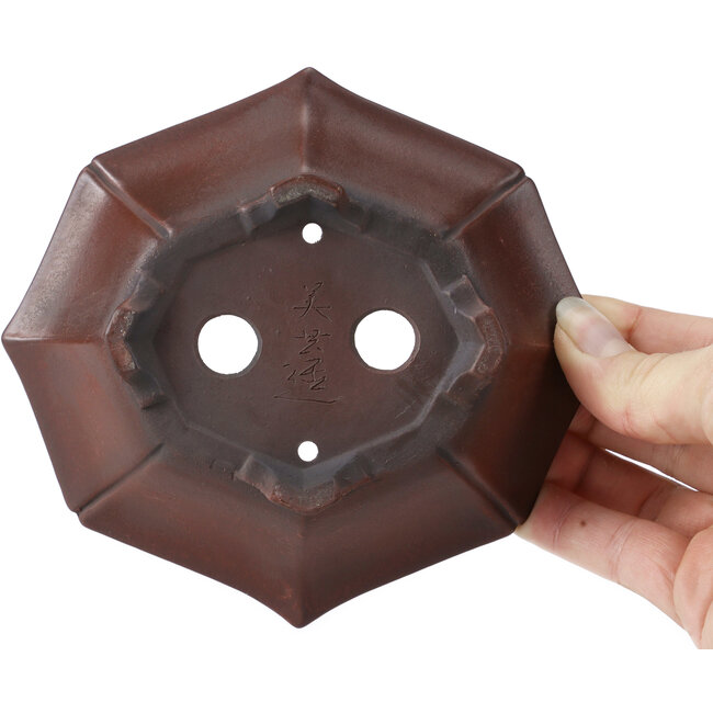 Pot à bonsaï octogonal non émaillé par Bigei - 140 x 125 x 30 mm