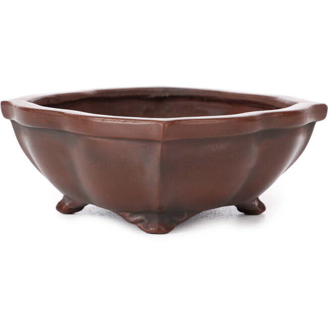 Mokko ongeglazuurde bonsaipot van Bigei - 160 x 135 x 45 mm