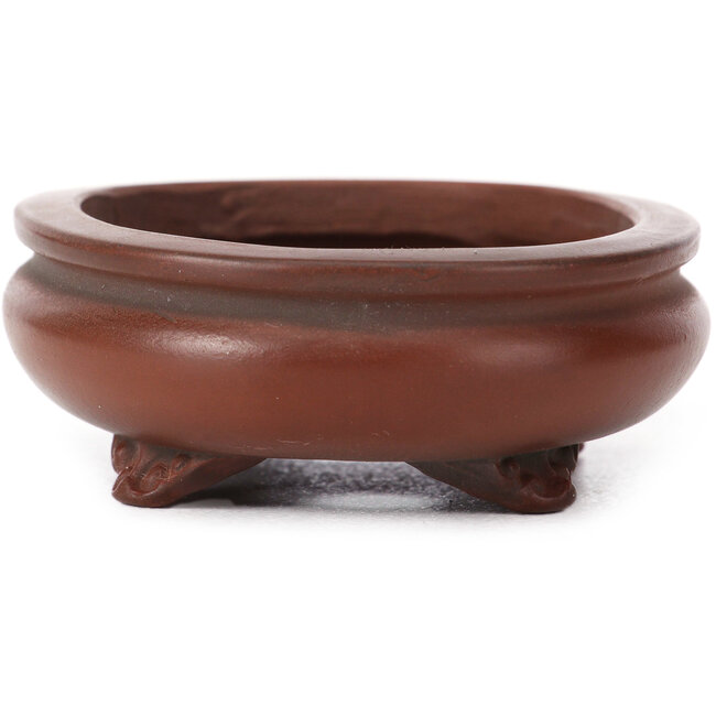 Ovale ongeglazuurde bonsaipot van Bigei - 105 x 80 x 30 mm