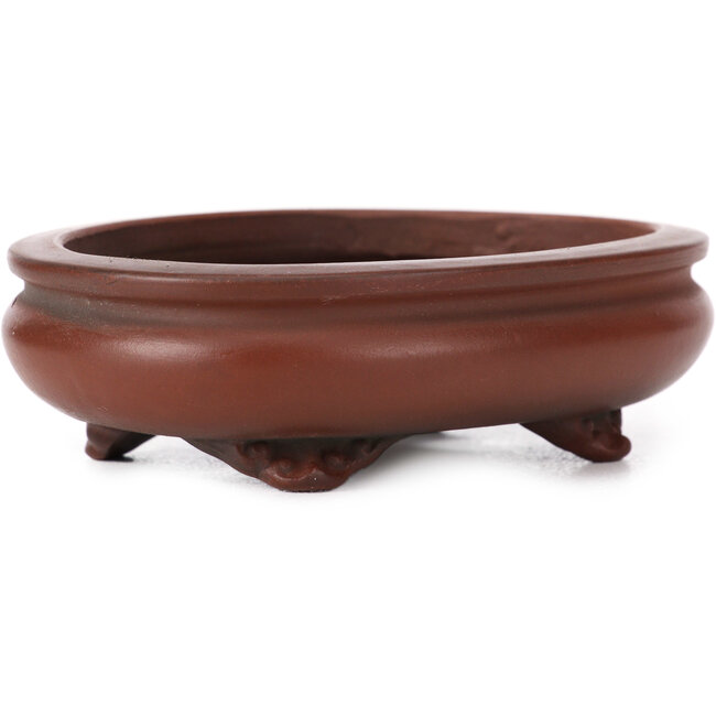Ovale ongeglazuurde bonsaipot van Bigei - 105 x 80 x 30 mm