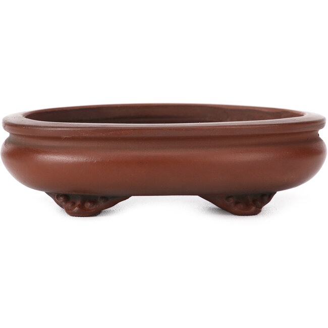 Oval unglazed bonsai pot by Bigei - 105 x 80 x 30 mm