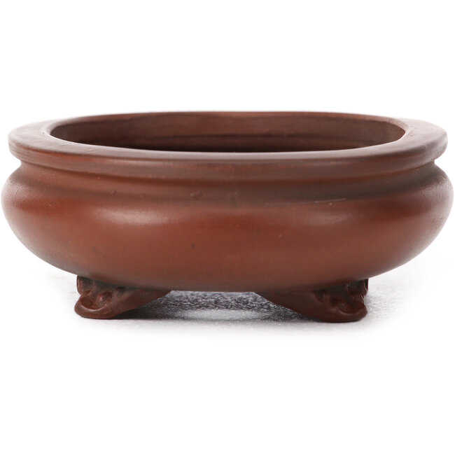 Maceta de bonsái ovalada sin esmaltar de Bigei - 105 x 80 x 30 mm