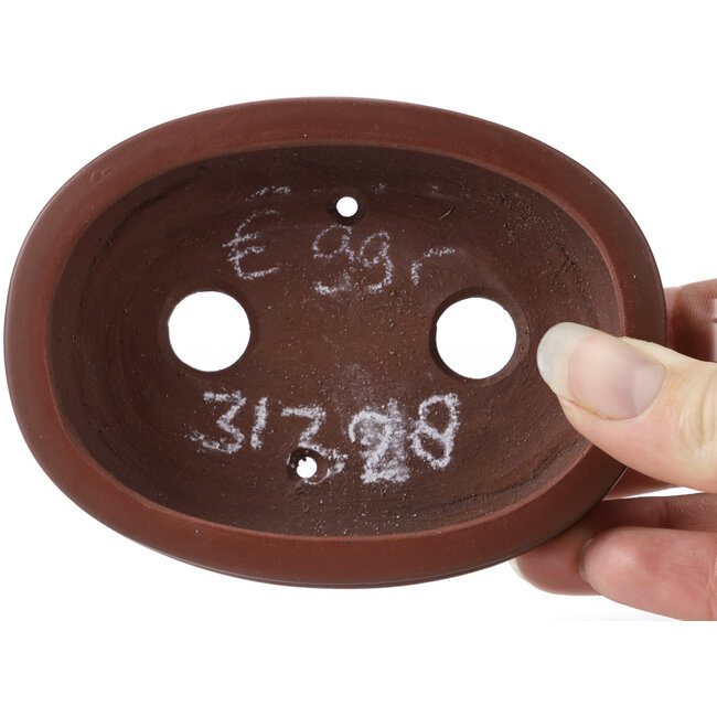 Pot à bonsaï ovale non émaillé par Bigei - 105 x 80 x 30 mm
