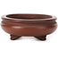 Ovale ongeglazuurde bonsaipot van Bigei - 105 x 80 x 30 mm