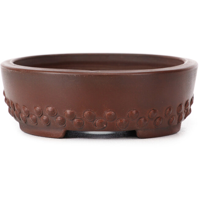 Oval unglazed bonsai pot by Bigei - 125 x 95 x 30 mm