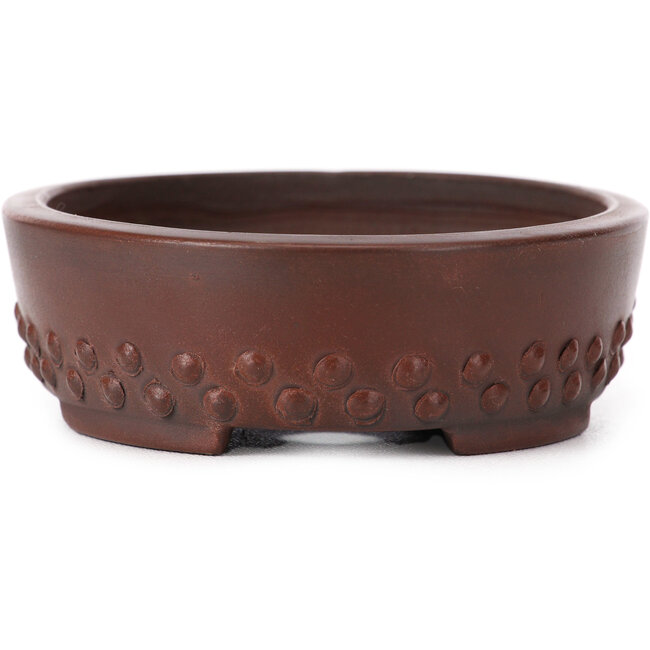 Maceta de bonsái ovalada sin esmaltar de Bigei - 125 x 95 x 30 mm