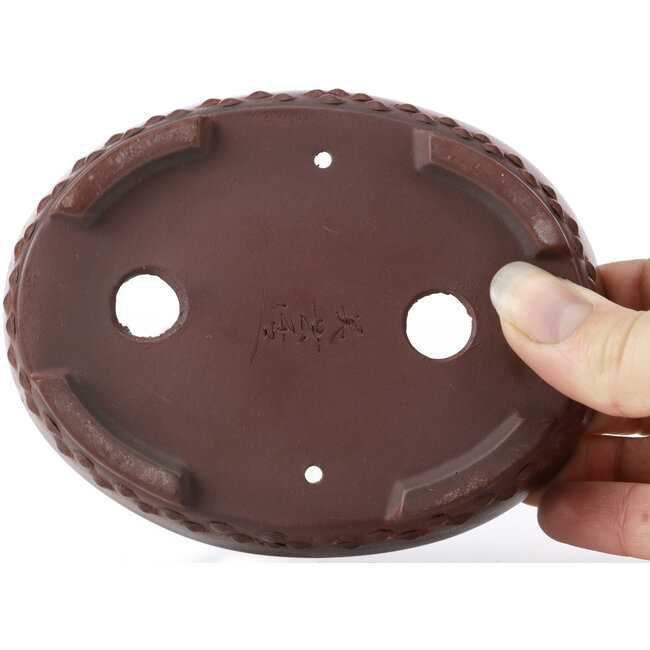 Vaso bonsai ovale non smaltato di Bigei - 125 x 95 x 30 mm